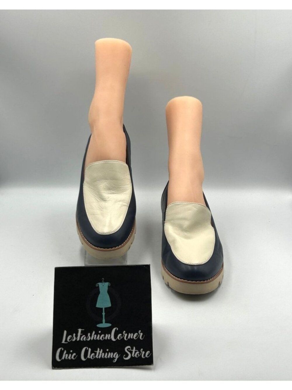 Vionic Women's Navy Cream Leather Kensley Loafers Flats Shoes Size 8 3694 - Picture 11 of 16